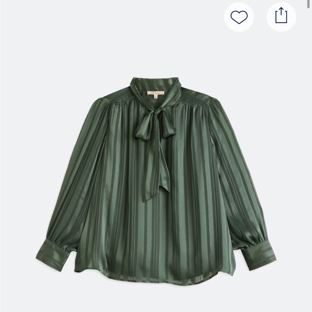 Chic Forest Green Striped Blouse - Picture 2 of 7